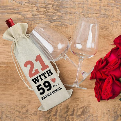 80th Birthday Gifts for Women Men Wine Bag Funny 80th Year Old Gifts for Parents Grandparents 80th Birthday Party Decors Champagne Wine Gift Bag Happy Birthday Gift Drawstring Burlap Wine Bag