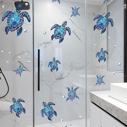 Waterproof Removable Watercolor Turtles Vinyl Wall Decal for Nursery Kidsroom School Classroom Livingroom Bedroom Bathroom Sea Life Sticker in Coastal Ocean Theme
