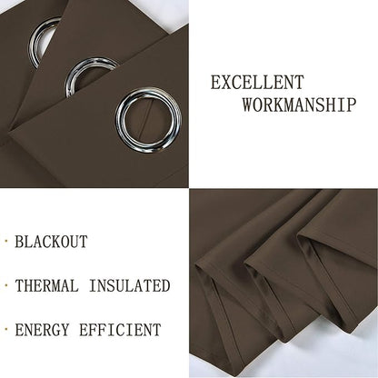 Solid Grommet Top Brown Valance for Kitchen Windows Blackout Curtain Valance for Living Room Short Straight Drape Valance for Bedroom Kids Room/Cafe/Loft 52X18 1 Panel Coffee Brown