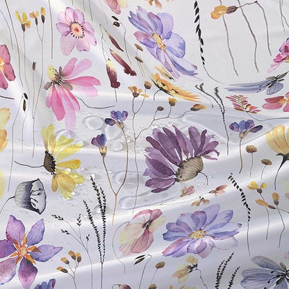 AILONEN Solemn Flowers Shower Curtain,Daisy Theme Bathroom Shower Curtain for Girls Kids Teens, 36" W*72" H Watercolor Patchwork Flowers Bathroom Decor for Bathroom