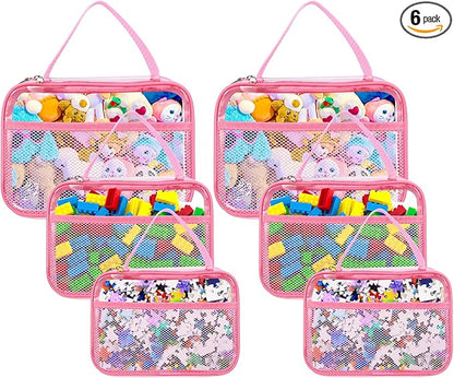 6 Packs Large Clear Toy Storage Bags, Reusable PVC Organizing Bags, zipper bags for organizing,Clear Zippered Blocks Bag Set,Waterproof Toy Storage Bags for Zipper,Puzzle, Kids Books,Board Games