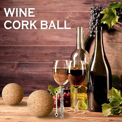 2 Pieces Wine Cork Ball Wooden Cork Ball Stopper for Wine Decanter Carafe Bottle Replacement (2.4 Inch/ 6.1 cm)