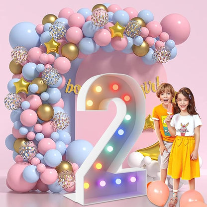 4FT Marquee Light Up Numbers Marquee Numbers 2, Choose Your Color, NO Glue Gun Needed, Birthday Decorations for Him & Her for Girl & Boys