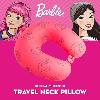 FUL Barbie Neck Pillow, Memory Foam Travel Accessories for Airplane, Car and Office, Comfortable and Breathable, Pink