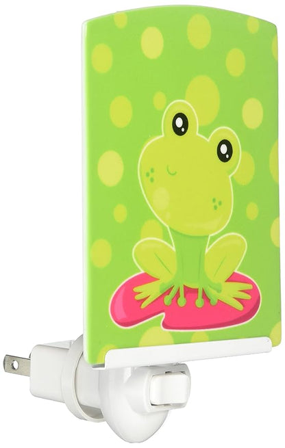 Caroline's Treasures BB7098CNL Frog on Lily Pad Green Polkadots Ceramic Night Light Compact, UL-Certified, Ideal for Bedroom, Bathroom, Nursery, Hallway, Kitchen, 6x4x3, Multicolor