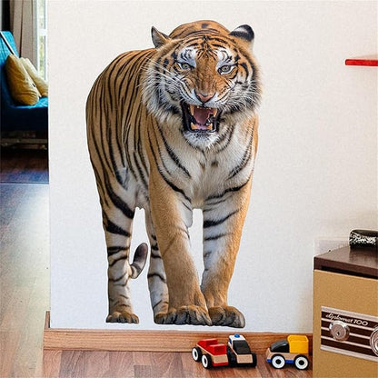 Lifelike Tiger Wall Decal 3D Animals Wall Sticker Safari Wall Decor for Nursery Kid'sroom School Classroom Livingroom Bedroom Bathroom Decoration (Lifelike Tiger)