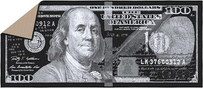 Machine Washable $100 Bill Design Non-Slip Rubberback 22x53 Modern Runner Rug for Hallway, Kitchen, Bedroom, 22" x 53", Black