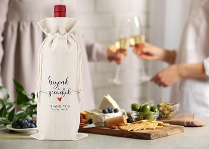 Grateful Wine Bag,Thank You Friend for the Gift,Party Thank You Favor,Family Holiday Gifts,Thank You Gifts for Colleagues,Employee,Family,Women,Social Workers,Bosses,1 Drawstring Gift Wine Bag,Q27