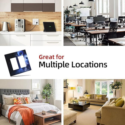 Cute Baby Panda Light Switch Cover Wall Plate Decorative 2 Gang Double Rocker Covers Blue for Farmhouses Playrooms Bedrooms Bathrooms 4.5 x 4.6 in