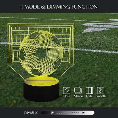 Illusion 16 Color Change Touch Remote Control LED Night Light USB Charge Football Shape Atmosphere Glow Portable Lamp with Stand Fan for Boy Bar Bedroom Desk Decoration