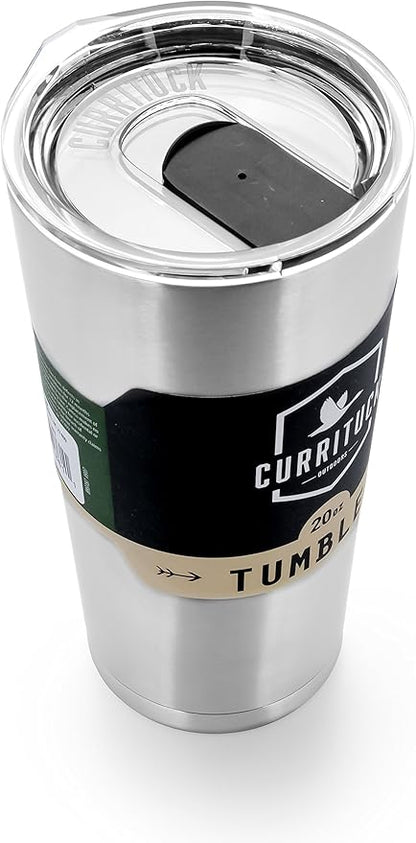 Camco Currituck Heavy Duty Stainless Steel Tumbler Cup with Lid by Camco- Perfect for Travel, Camping, Hiking, The Beach and Sports, Won't Condensate- 20 oz (51861)
