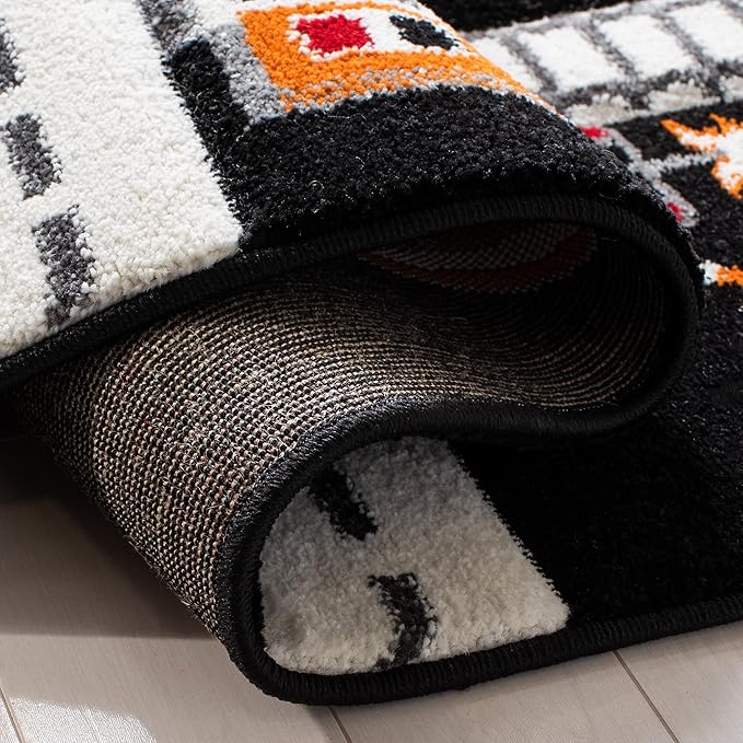 SAFAVIEH Carousel Kids Collection Runner Rug - 2' x 8', Black & Ivory, Non-Shedding & Easy Care, Ideal for High Traffic Areas for Boys & Girls in Playroom, Nursery, Bedroom (CRK192Z)