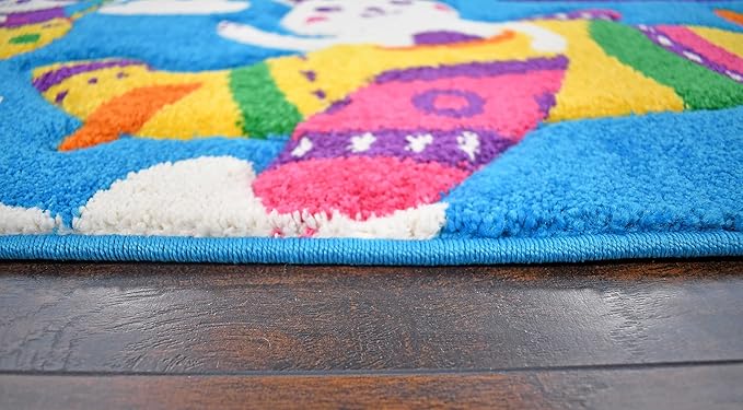 KC Cubs Play Area Rug Boy & Girl Modern Decor Multicolor Area Rug and Carpet Collection for Kids, Toddlers and Baby Nursery, Flying Animal Friends