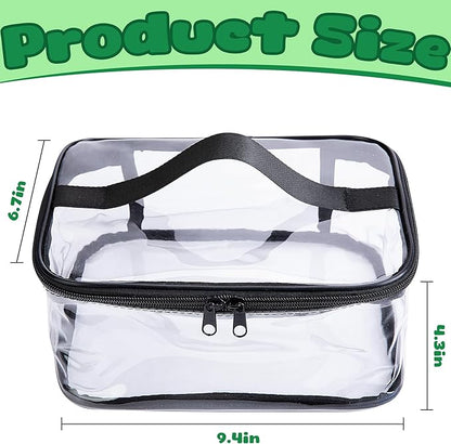 4 Packs Clear Toy Storage Bags- 9.4 x 6.7 x 4.3 Inch Transparent PVC Toy Organizing Bags with Zipper- Waterproof Toy Storage Organizer Pouch for Building Blocks, Small Toys (Black)