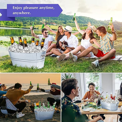 4 Gallon Ice Buckets for Parties, IKAYAS Galvanized Metal Ice Bucket Ice Tub with Scoop for Cocktail Bar Mimosa Bar Supplies, Large Champagne Bucket Beer bucket Metal Tub (4 Pack)