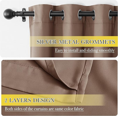 NICETOWN Total Blackout Panels for Nursery, Super Soft, Heavy Duty and Thick Window Treatment Curtains 63 inches Long with Same Color Lined for Basement, (1 Pair, Taupe, 52 inches Wide Each Panel)
