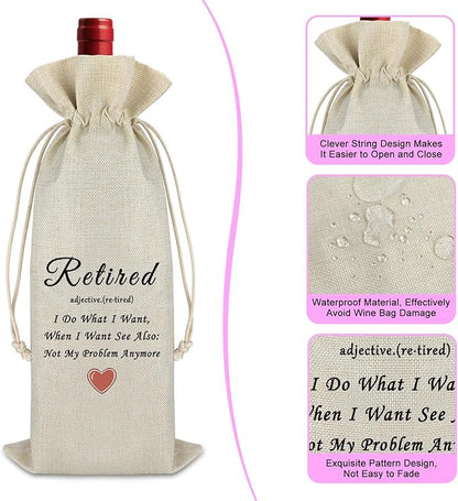 Funny Retirement Gifts for Women Men Going Away Gifts for Coworker Wine Bag Farewell Goodbye Gifts for Teacher Retirees Friend Birthday Christmas Gift for Colleagues Boss Retired Gift for Wife Mom