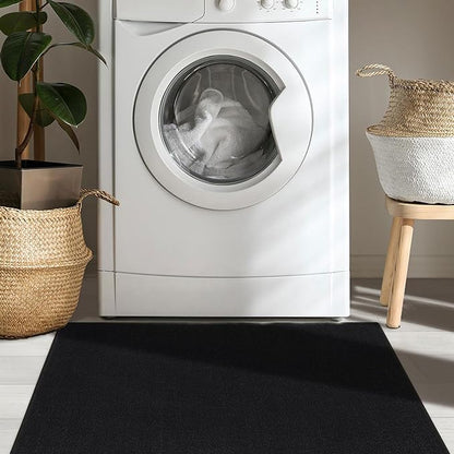 Machine Washable Modern Solid Design Non-Slip Rubberback 2x3 Traditional Area Rug for Entryway, Bedroom, Kitchen, Bathroom, 2'3" x 3', Black