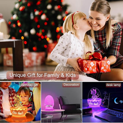 Dragon Egg Night Light with Digital Clock/Alarm Clock/Lullaby White Noise/Bluetooth Speaker, Dragon Egg Decor with Remote Control 16 Colors & Sleep Timer, Dragon Gifts for Kids/Adult