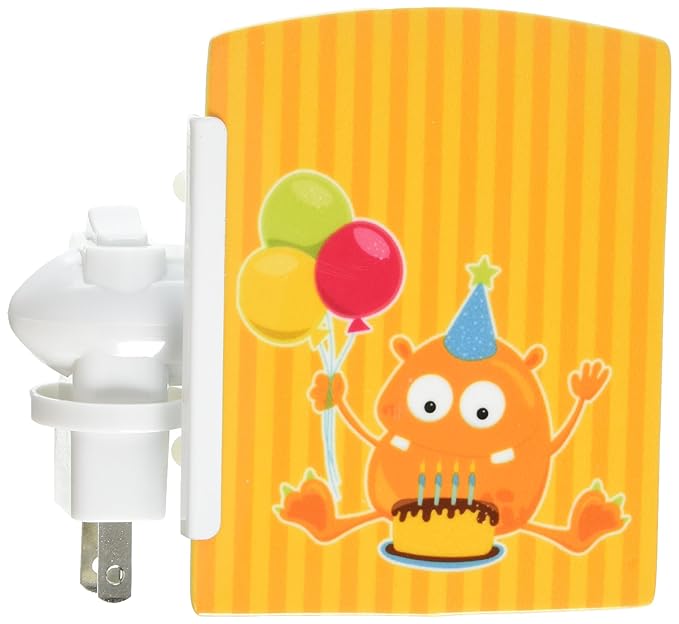Caroline's Treasures BB8933CNL Birthday Monster Orange Ceramic Night Light Compact, UL-Certified, Ideal for Bedroom, Bathroom, Nursery, Hallway, Kitchen, 6x4x3, Multicolor