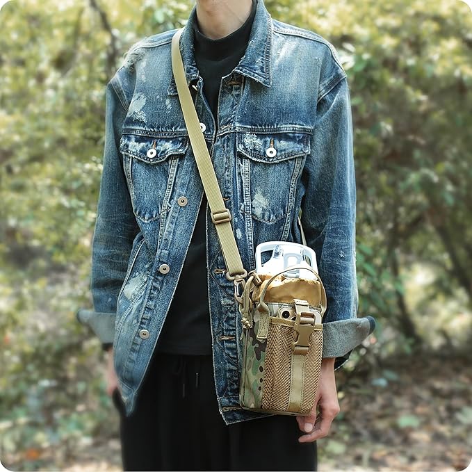 Water Bottle Holder Bag with Adjustable Shoulder Strap,Water Bottle Carrier Bag for Sports Gym Hiking Camping Walking Travel
