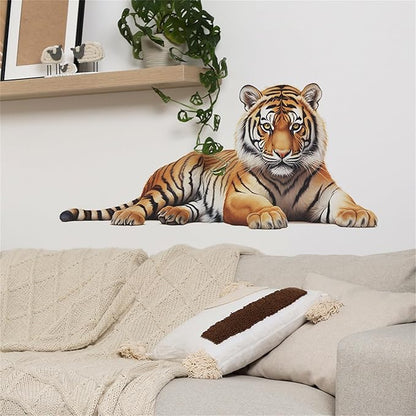 Lifelike Tiger Wall Decal 3D Animals Wall Sticker Safari Wall Decor for Nursery Kid'sroom School Classroom Livingroom Bedroom Bathroom Decoration (Lifelike Tiger 4)