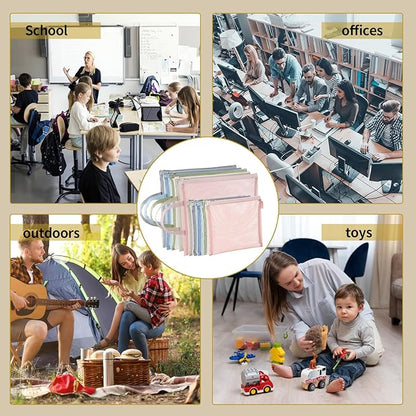 20 Pack Colored Single-Layer Mesh Zipper Pouch Bags(10Pcs A4+10Pcs A5), Nylon Building Block Sets Toy Storage & Organization, Breathable See Through Pouch with Handle for School Office Games