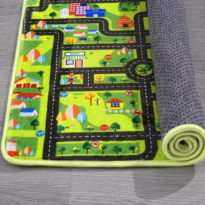 Kids Playroom Rug Car Rug Learning Carpet Educational City Roads Carpet for Playing with Cars Kids Playmat for Baby Kids Playroom Non Slip Play Mat Toddler Playmat Rug, 3x5 ft, Black Streets