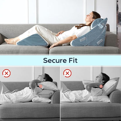 4pcs Orthopedic Bed Wedge Pillow for Sleeping, Memory Foam Pillows Set for Post Surgery, Back and Leg Pain Relief, Triangle Adjustable Support Pillow with Travel Bag