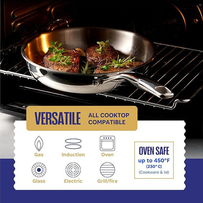 Legend 3 Ply Stainless Steel Cookware Set - 10-Piece, Full Clad, Induction, Non-Toxic, Oven Safe, Best 18/0 Professional Pots and Pans, Premium Kitchen Cooking, Chef Quality - PFOA, PTFE & PFOS Free