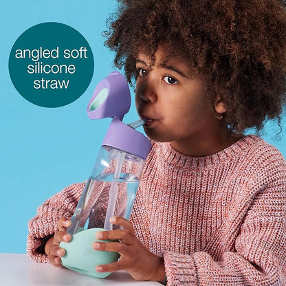 b.box 20oz Tritan Straw Bottle: Large Kids Water Bottle with Flip Straw for School, Daycare. Spill Proof, Leak Proof, Dishwasher Safe, BPA Free (Blue Blaze, 20 oz)