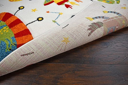 KC Cubs Boy & Girl Modern Decor Multicolor Area Rug and Carpet Collection for Kids, Toddlers and Baby Nursery, Animal Friends in Outer Space