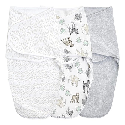 aden + anais, Cotton Knit Baby Wrap, Newborn Wearable Swaddle Blanket, 3 Pack, Multicolor Toile, 4-6 Months, Large