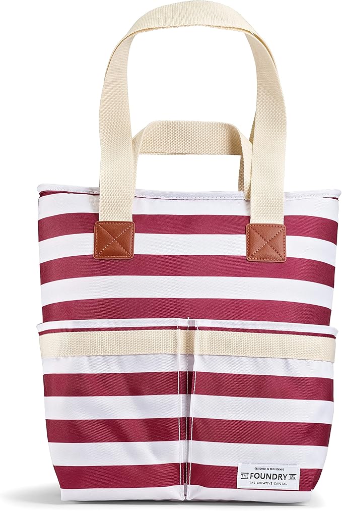 Fit & Fresh Large Merlot Stripe Insulated Cooler Bag, 1120 Cu In