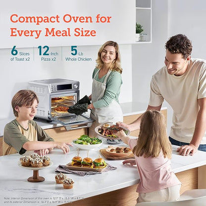 COSORI Air Fryer Toaster Oven Combo, Smart 12-in-1 Airfryer Sous Vide Convection Oven Countertop, Bake, Roast, Reheat, Broil, Dehydrate, 94 Recipes & 3 Accessories, 26QT, Silver