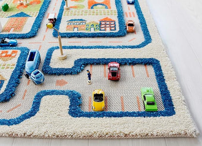 IVI 3D Play Carpets, 59 x 39 Inch, Traffic Educational Toddler Mat Rug for Bedroom, Kids Den, or Playroom, Medium