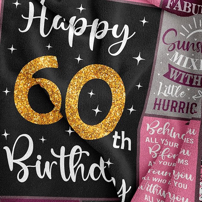 60th Birthday Gifts for Women, 60th Birthday Gift Ideas, 60th Birthday Gifts Blanket 50"X60", Gifts for 60 Year Old Woman, 60th Birthday Decorations, 60 Year Old Birthday Gifts for Women
