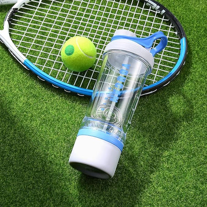 21oz Protein Shaker Bottle with Powder Storage Container-Shaker Cups for Protein Shakes-pre workout bottle-Mixer Cup-Gym Sport Water Bottle -Made with Tritan BPA Free,with Wire Whisk Balls (Blue)