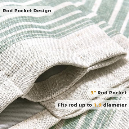 DriftAway Chris Linen Lined Valance Double Layer Thermal Insulated Room Darkening Blackout Valances 3 Inch Rod Pocket Vertical Striped Kitchen Valance for Bathroom 52 Inch by 18 Inch Green