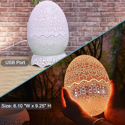 Dragon Egg Night Light with Digital Clock/Alarm Clock/Lullaby White Noise/Bluetooth Speaker, Dragon Egg Decor with Remote Control 16 Colors & Sleep Timer, Dragon Gifts for Kids/Adult
