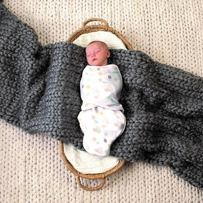 aden + anais, Cotton Knit Baby Wrap, Newborn Wearable Swaddle Blanket, 3 Pack, Winnie, 0-3 Months