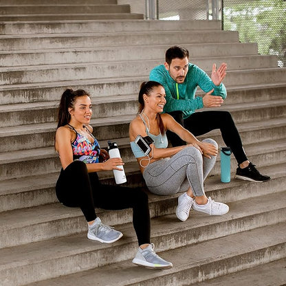 Hydraflow Hybrid - Triple Wall Vacuum Insulated Water Bottle with Flip Straw (25oz, Powder Aqua) Stainless Steel Metal Thermos, Reusable Leak Proof BPA-FREE for Sports and Travel