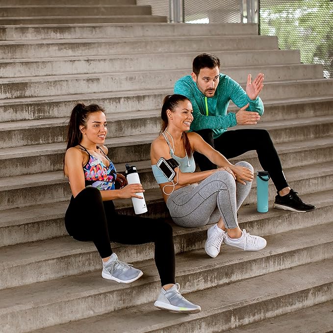 Hydraflow Hybrid - Triple Wall Vacuum Insulated Water Bottle with Flip Straw (17oz, Powder Aqua) Stainless Steel Metal Thermos, Reusable Leak Proof BPA-FREE for Sports and Travel