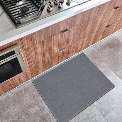 Machine Washable Modern Solid Design Non-Slip Rubberback 2x3 Pack of 2 Traditional Area Rug for Entryway, Bedroom, Kitchen, Bathroom, 2'3" x 3' - Pack of 2, Gray