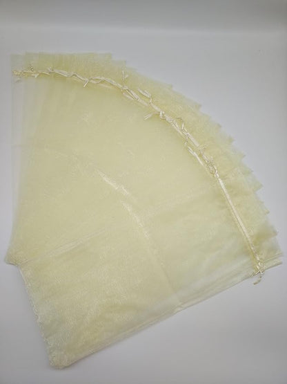 Ankirol 20pcs Sheer Organza Wine Bags 5.5x14.5 inch Baby Shower Wedding Favors Drawstring Pouches (Cream)