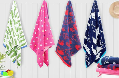 6 Piece Towel Set - Bath Time Shark Attack- 2 Bath Towels, 2 Hand Towels, 2 Washcloths in Bonus Tote Bag- 100% Cotton Jacquard Soft Absorbent Quick Dry Pool Beach Towel Gift - Navy Blue