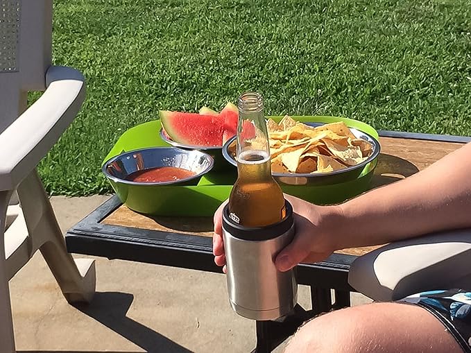 Camco Currituck Stainless Steel Can Holder- Holds 12 oz Drink Cans and Glass Bottles and Much More, Won't Condensate (51863)