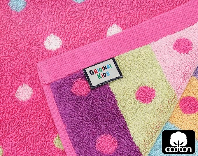 6 Piece Towel Set - Bath Time Sugar & Spice - 2 Towels, 2 Hand Towels, 2 Washcloths in Bonus Tote Bag - 100% Cotton Jacquard Soft Absorbent Pool Beach Towel Gift - Pink Multicolor