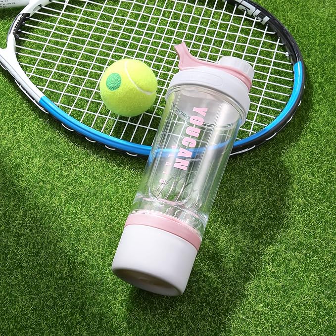 21oz Protein Shaker Bottle with Powder Storage Container-Shaker Cups for Protein Shakes-pre workout bottle-Mixer Cup-Gym Sport Water Bottle -Made with Tritan BPA Free,with Wire Whisk Balls,Pink