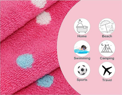 6 Piece Towel Set - Bath Time Sugar & Spice - 2 Towels, 2 Hand Towels, 2 Washcloths in Bonus Tote Bag - 100% Cotton Jacquard Soft Absorbent Pool Beach Towel Gift - Pink Multicolor